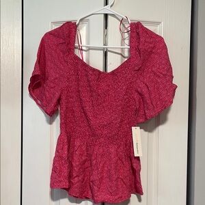 URBAN Romantics Pink Smocked Peplum Blouse
